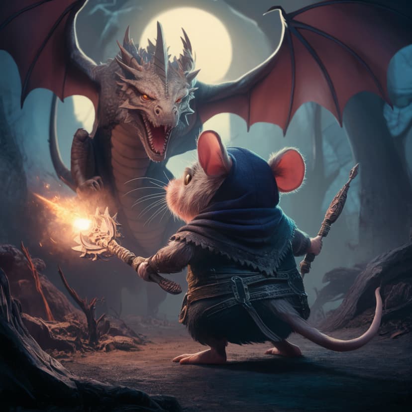 mouse fighting dragon